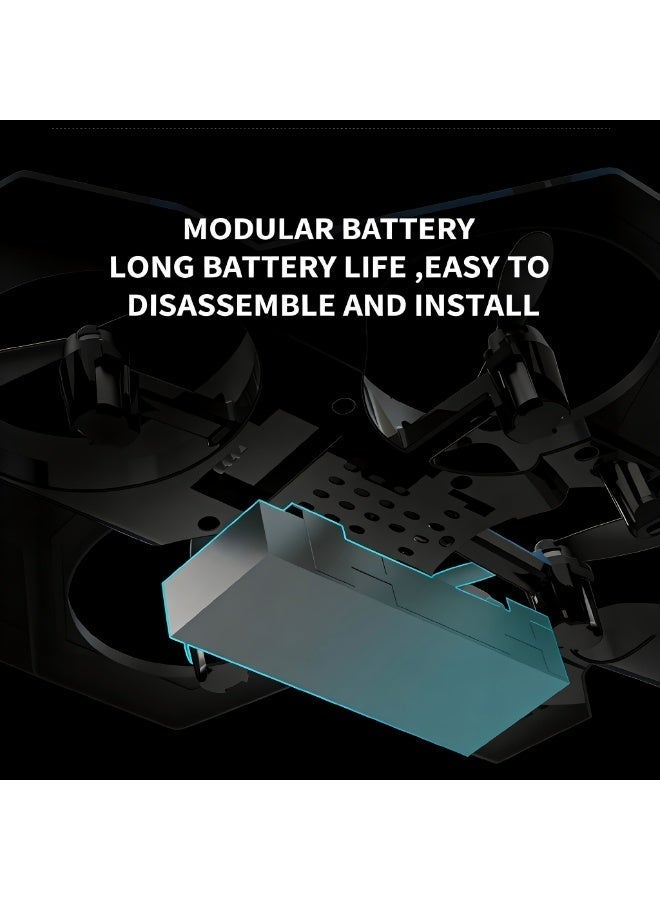 يو ام بي لعبة طائرة، طائرة تحكم عن بعد، كوادكوبتر RC، طائرة مقاتلة RC، مع بطاريتين، تثبيت الارتفاع، حركات بهلوانية 360 درجة، إقلاع وهبوط بزر واحد، أضواء LED، وقت طيران طويل، 3 سرعات، وضع الطيران الدائري، لعبة طائرة للأطفال، هدية للأولاد والبنات والمبتدئين - Image 3