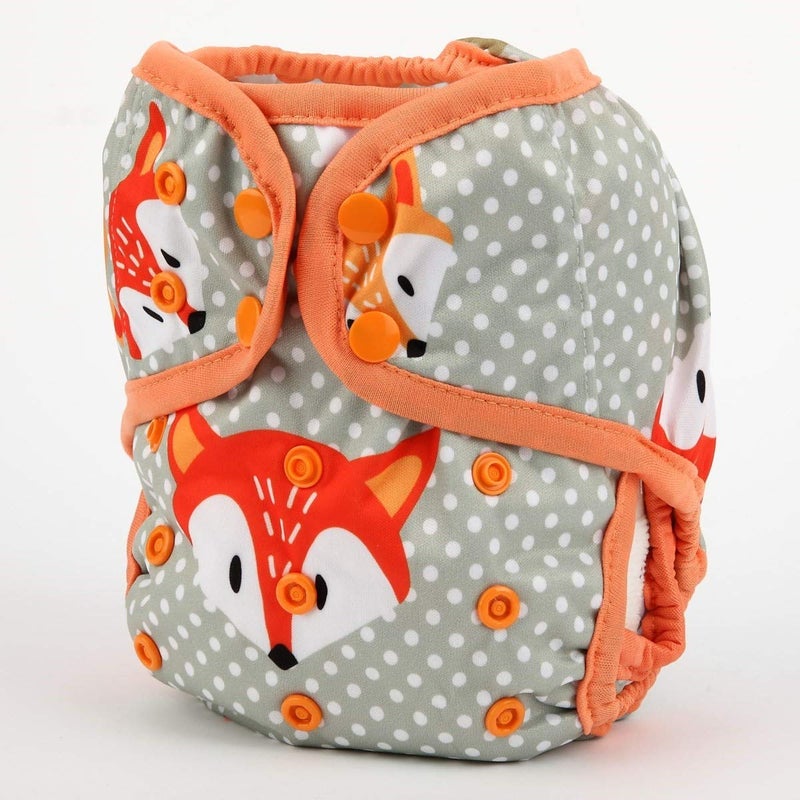 Hibaby One Size Cloth Diaper Cover Snap with Double Gusset (Dots Fox) - Image 2