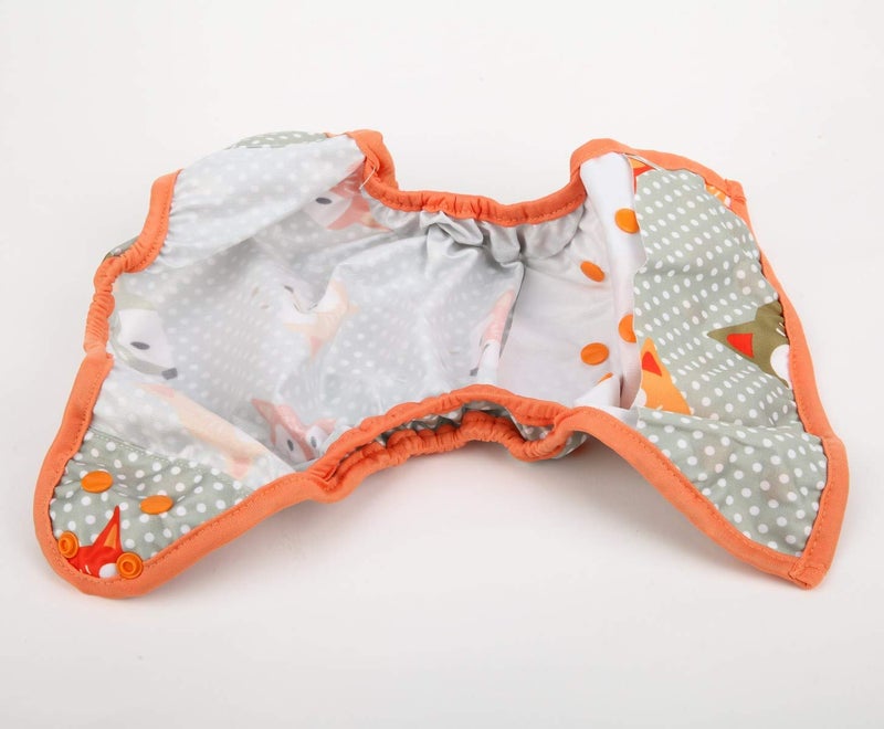 Hibaby One Size Cloth Diaper Cover Snap with Double Gusset (Dots Fox) - Image 3