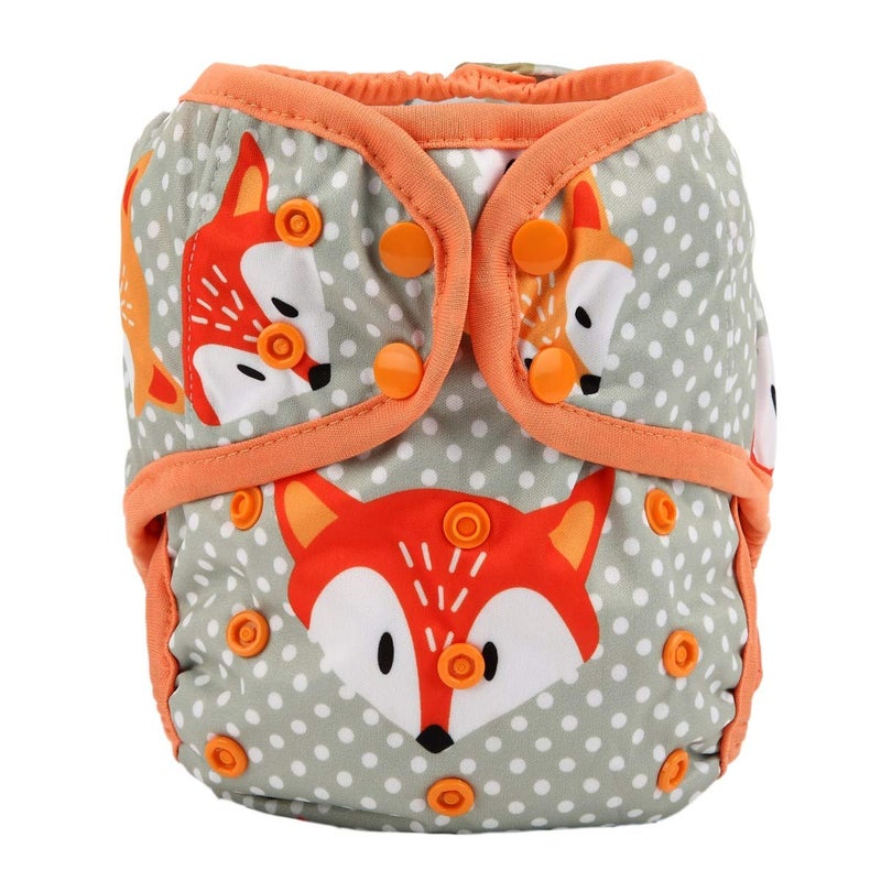 Hibaby One Size Cloth Diaper Cover Snap with Double Gusset (Dots Fox) - Image 1
