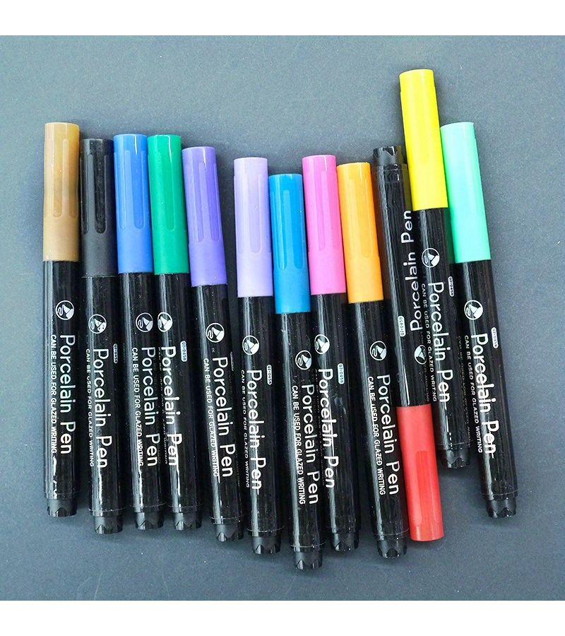 12 قلم رسم سيراميك ملون للفن المائي على الزجاج والسيراميك لمشاريع DIY - Image 3