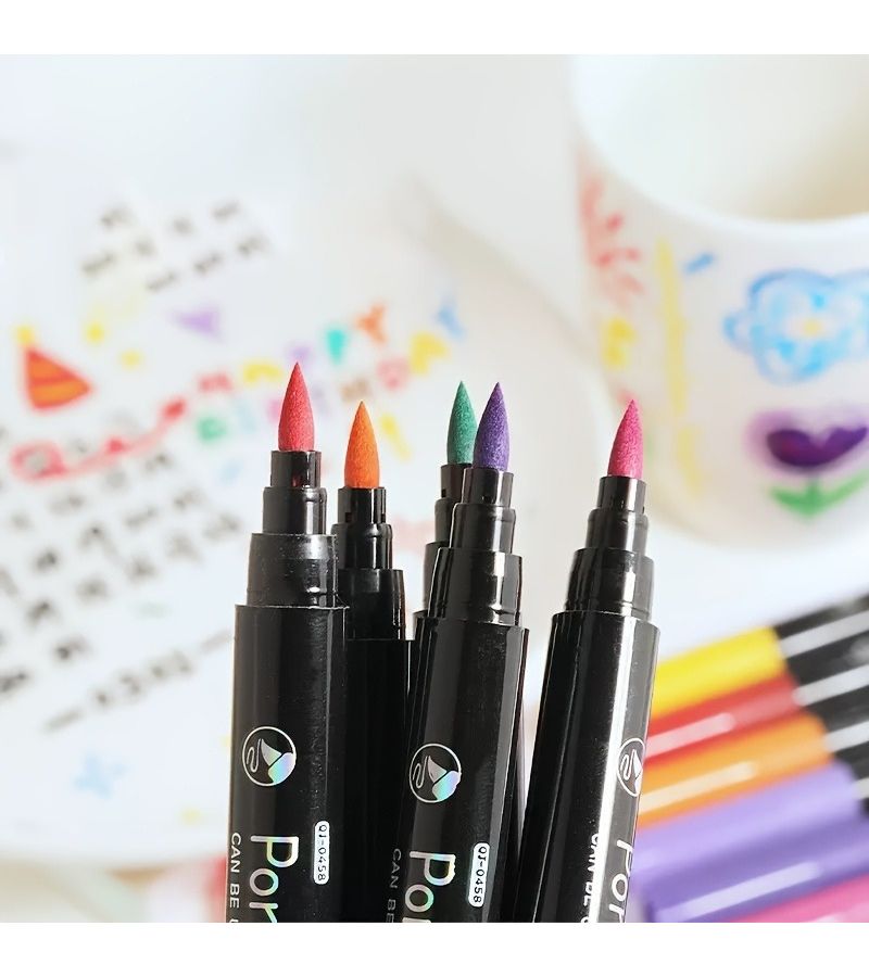 12 قلم رسم سيراميك ملون للفن المائي على الزجاج والسيراميك لمشاريع DIY - Image 2
