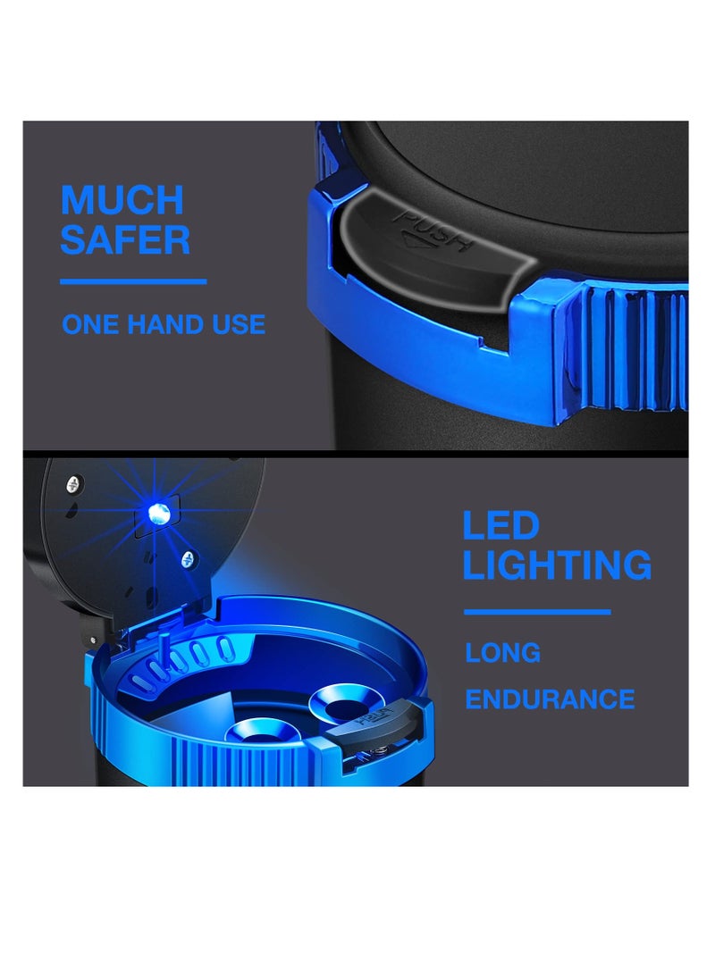 SYOSI Car Ashtray with Lid, 3 Pcs Smell Proof Windproof Portable Ashtray with LED Blue Light, Detachable Stainless Steel Car Ash Tray, Mini Car Trash Can for Travel Cup Holder Outdoor, Black  - Image 4