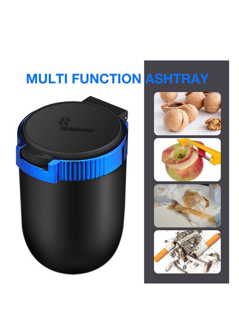 SYOSI Car Ashtray with Lid, 3 Pcs Smell Proof Windproof Portable Ashtray with LED Blue Light, Detachable Stainless Steel Car Ash Tray, Mini Car Trash Can for Travel Cup Holder Outdoor, Black  - Image 3