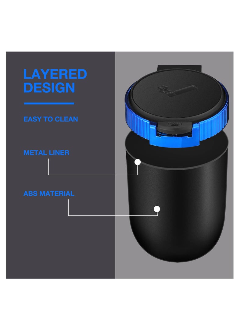 SYOSI Car Ashtray with Lid, 3 Pcs Smell Proof Windproof Portable Ashtray with LED Blue Light, Detachable Stainless Steel Car Ash Tray, Mini Car Trash Can for Travel Cup Holder Outdoor, Black  - Image 5