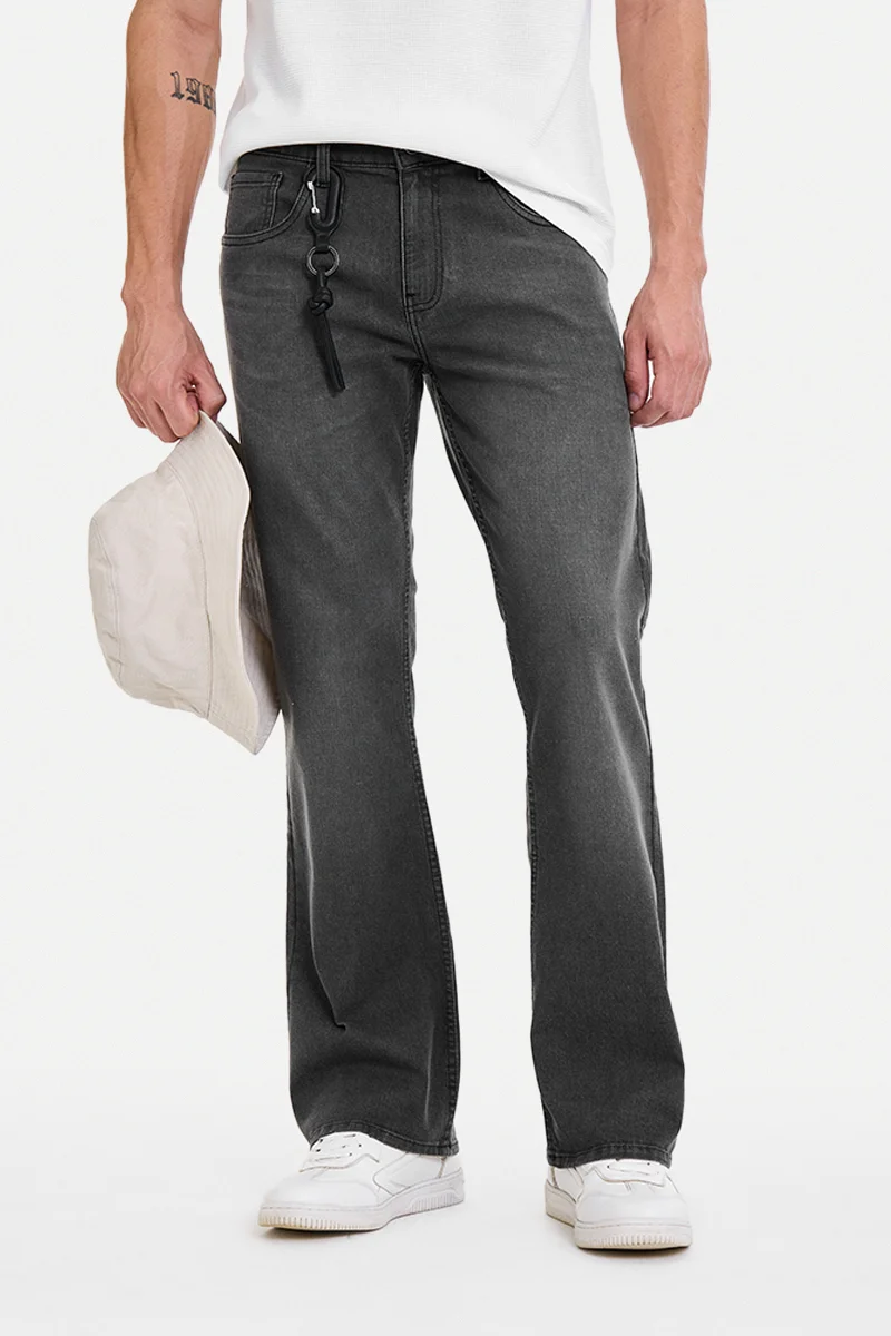 SNITCH Charcoal Grey Solid Slim Fit Casual Jeans