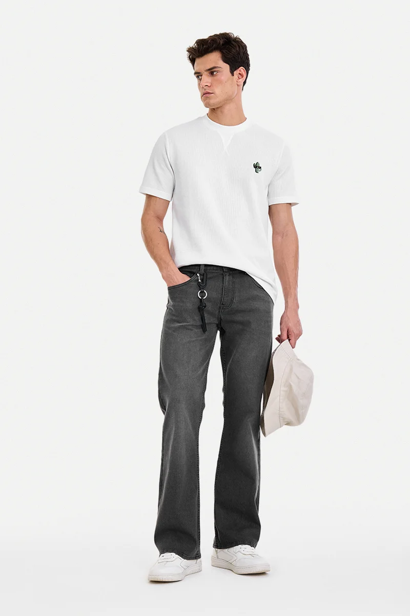 SNITCH Charcoal Grey Solid Slim Fit Casual Jeans