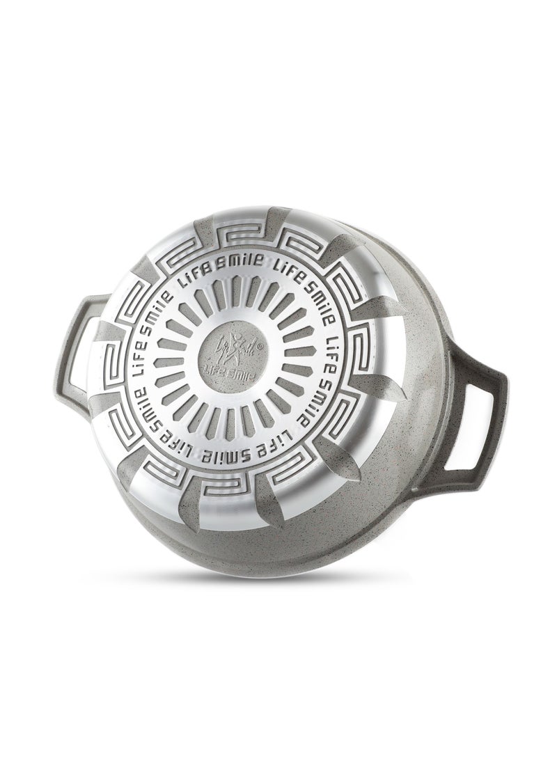 Life Smile Shabu Shabu Pot with Lid Non Stick Granite Coating Shabu Shabu Hot Pot with Divider - 28 CM  - Image 3