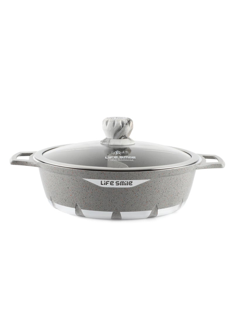 Life Smile Shabu Shabu Pot with Lid Non Stick Granite Coating Shabu Shabu Hot Pot with Divider - 28 CM  - Image 1