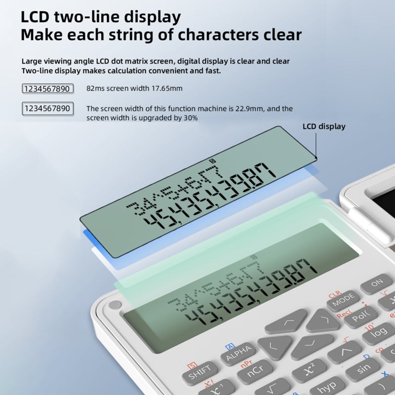 Scientific Calculator with Erasable Writing Board 240 Functions 2 Line LCD Display Foldable Financial Math Calculator School Supplies for Middle High School College Students Black - Image 5