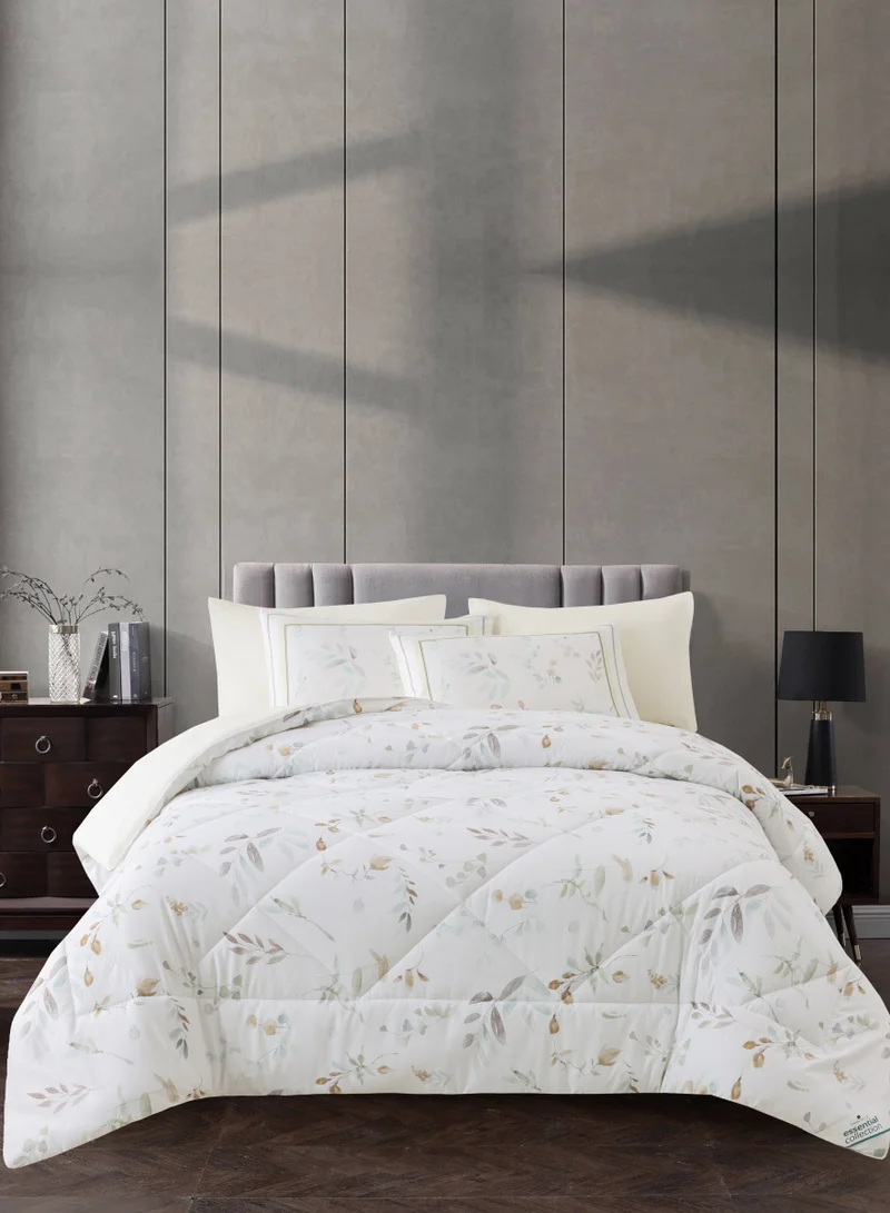 Donetella Printed Comforter Set 4-Pcs Single Size All Season Decorated Reversible Single Bed Comforter Set Fits (140 X 200 Cm)With Super-Soft Down Alterntaive Filing,Green White