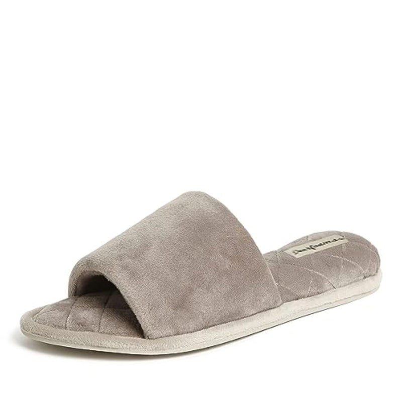 Dearfoams Women's Beatrice Velour Slide Slipper, Pewter, Small - Image 3