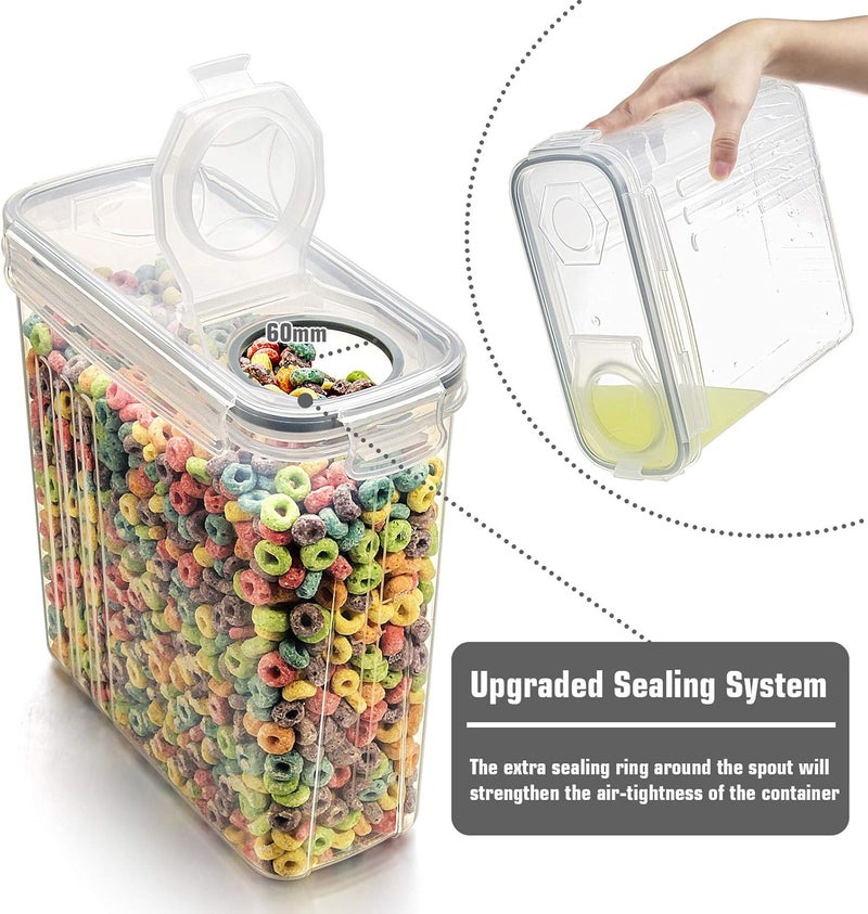 Wildone Cereal Storage Containers Set, Large BPA Free Plastic Airtight Food Storage Containers 4L /135.3oz for Flour, Sugar, 6 Piece Set Cereal Dispensers with 20 Labels & Marker, Grey - Image 3
