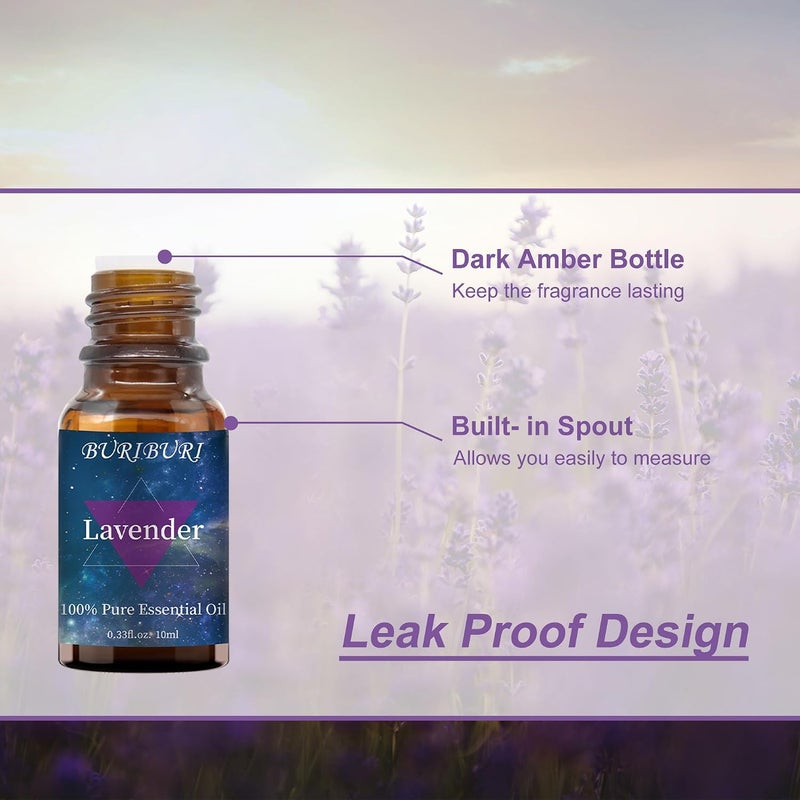 BURIBURI Lavender Essential Oil Mother's Day Gift Organic Lavender Oil 10ml for Diffuser, Skin, Soap & Candle Making - 100% Pure, Undiluted, Natural Aromatherapy Lavender Fragrance Oils - Image 3