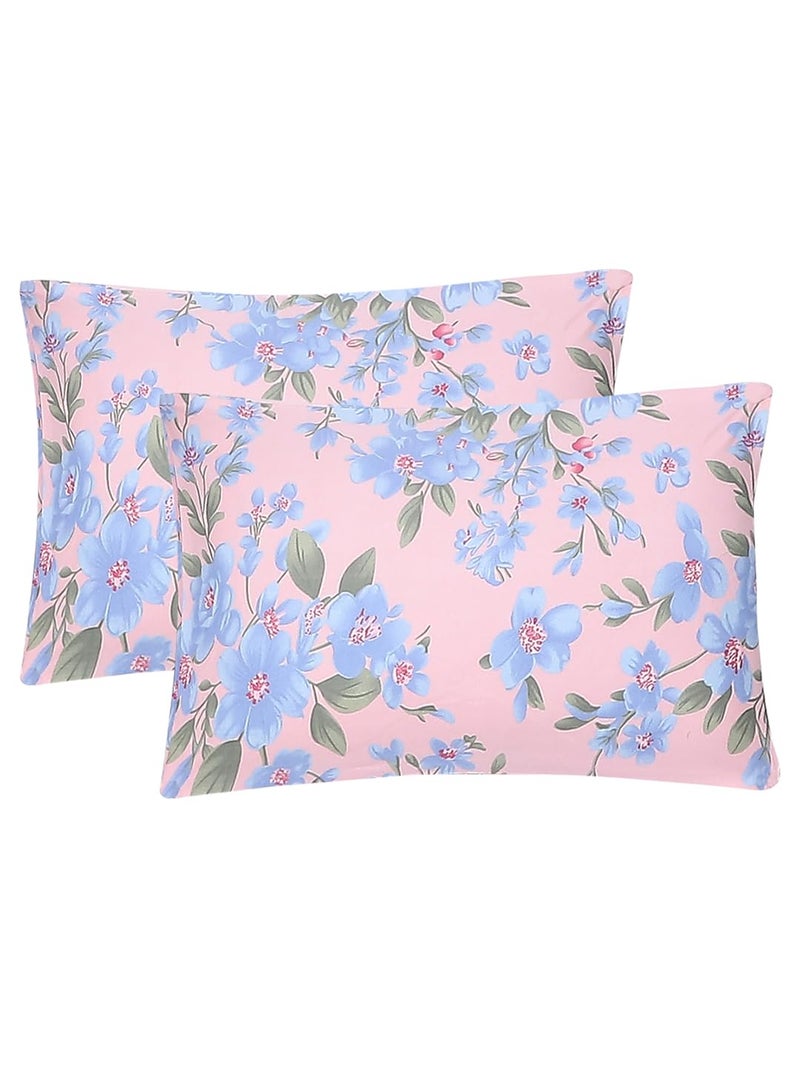 Status Contract Cotton Rich Double Bedsheet with 2 Pillow Covers for Bed Room, Home, Hotel-120 GSM (Pink and Blue)_215x210 CM - Image 4