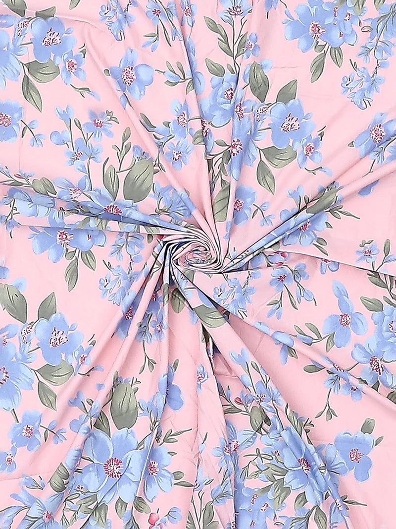 Status Contract Cotton Rich Double Bedsheet with 2 Pillow Covers for Bed Room, Home, Hotel-120 GSM (Pink and Blue)_215x210 CM - Image 5