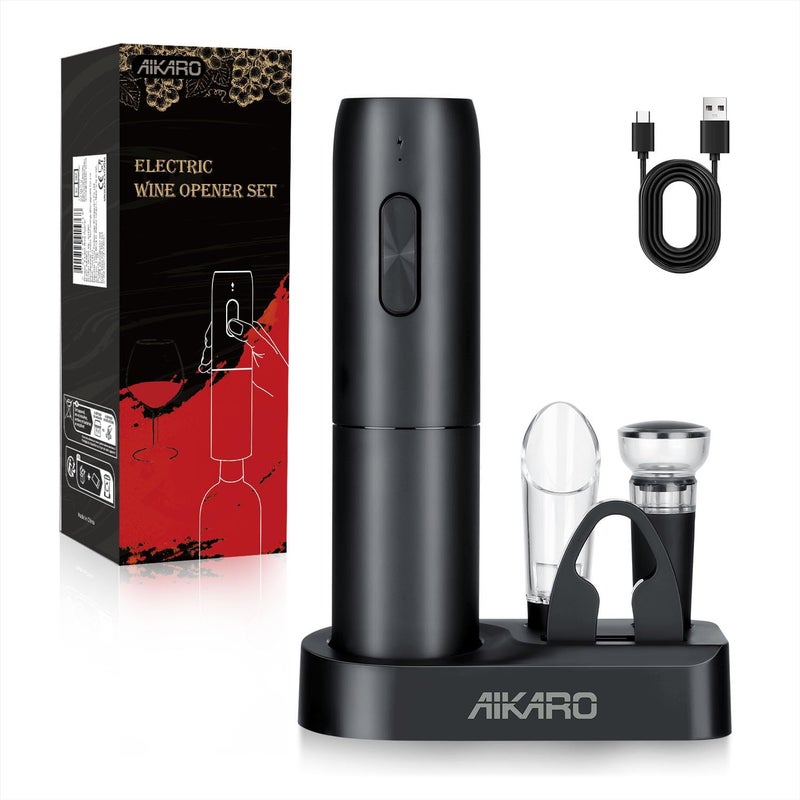 AIKARO - Electric Wine Bottle Opener Automatic Corkscrew, Rechargeable (Set B) - Image 1