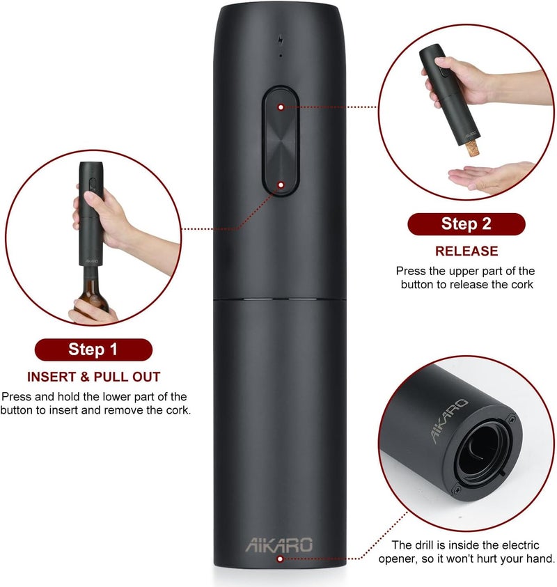 AIKARO - Electric Wine Bottle Opener Automatic Corkscrew, Rechargeable (Set B) - Image 3