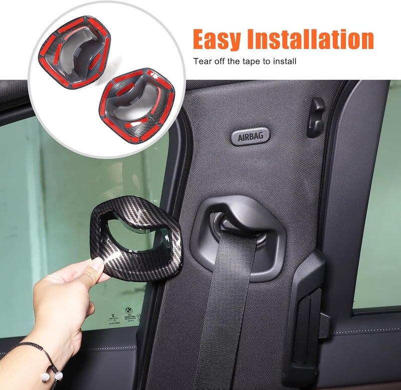 Sekhyna Front Seat Belt Frame Cover Trim for BMW 7 Series G70 (2023-2025) - ABS Carbon 2PCS - Image 4