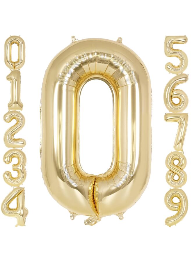 بالونات أرقام من رقائق الذهب الفاتحة مقاس 40 بوصة، بالونات أرقام كبيرة من مادة المايلر لديكورات حفلات أعياد الميلاد، بالونات أرقام عملاقة متوافقة مع الهيليوم لمستلزمات الاحتفال بالذكرى السنوية (0) - Image 1
