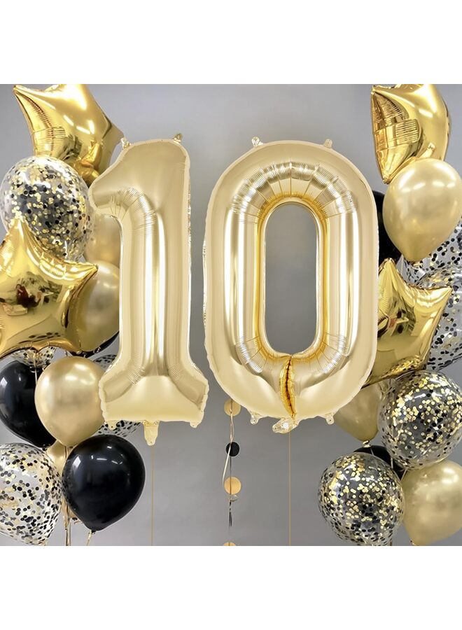 بالونات أرقام من رقائق الذهب الفاتحة مقاس 40 بوصة، بالونات أرقام كبيرة من مادة المايلر لديكورات حفلات أعياد الميلاد، بالونات أرقام عملاقة متوافقة مع الهيليوم لمستلزمات الاحتفال بالذكرى السنوية (0) - Image 3