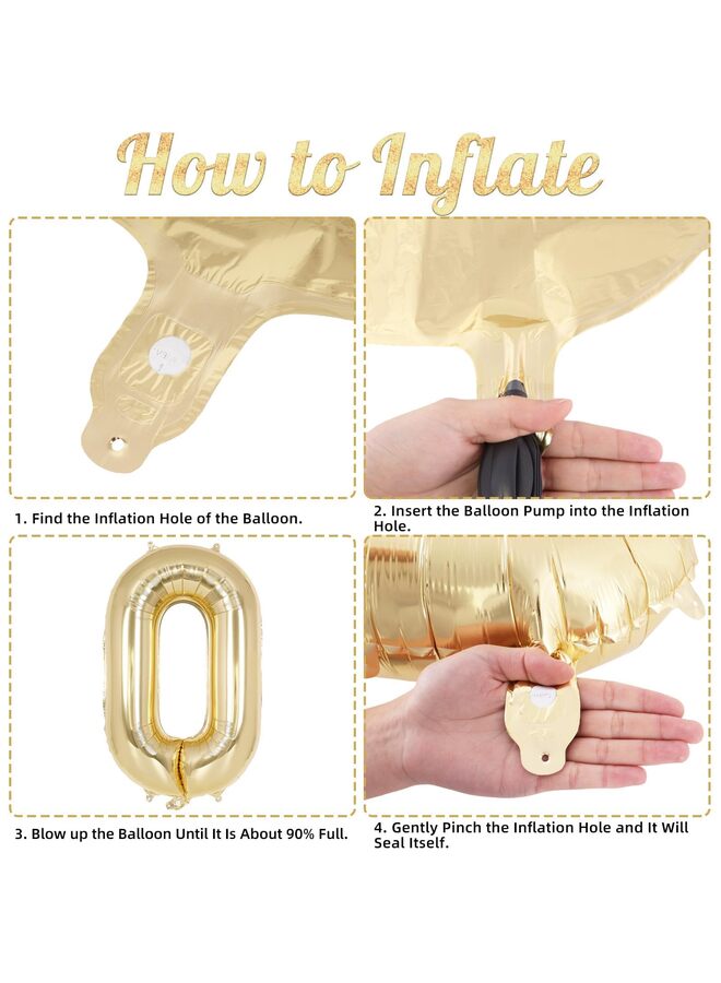 بالونات أرقام من رقائق الذهب الفاتحة مقاس 40 بوصة، بالونات أرقام كبيرة من مادة المايلر لديكورات حفلات أعياد الميلاد، بالونات أرقام عملاقة متوافقة مع الهيليوم لمستلزمات الاحتفال بالذكرى السنوية (0) - Image 2