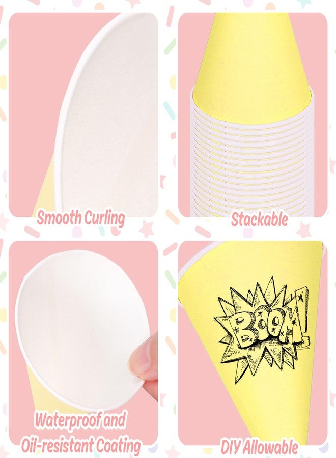 JarThenaAMCS 200Pcs Pastel Snow Cone Cups Macaron Color Disposable Cone Paper Cups Leakproof for Slush Shaved Ice Cream Sorbet Water Party Supplies, 4oz - Image 5