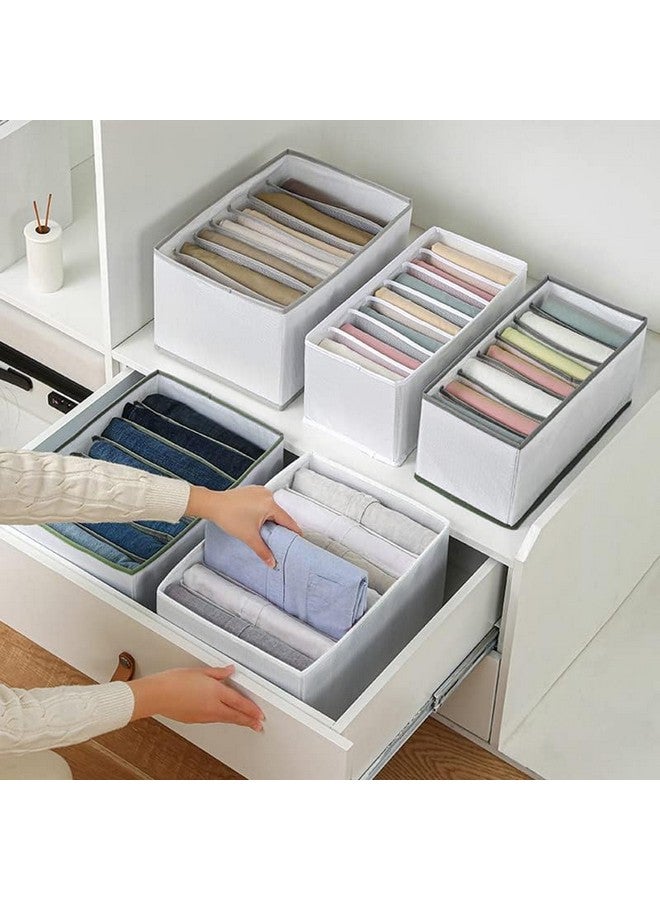 Rylan Rylan 6 Pcs Clothes Organiser For Wardrobe, Jeans, Pant, Shirt Organizer For Wardrobe, Cupboard Cloth Organizer For Wardrobe, Closet Organizer For Wardrobe, Drawer Organizer, Colour White - Image 1