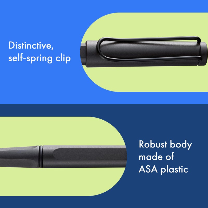 Lamy safari umbra - Rollerball Pen with ergonomic grip & line width M - for pleasant long writing - made of robust ASA plastic - including rollerball refill M 63 in blue - Image 4