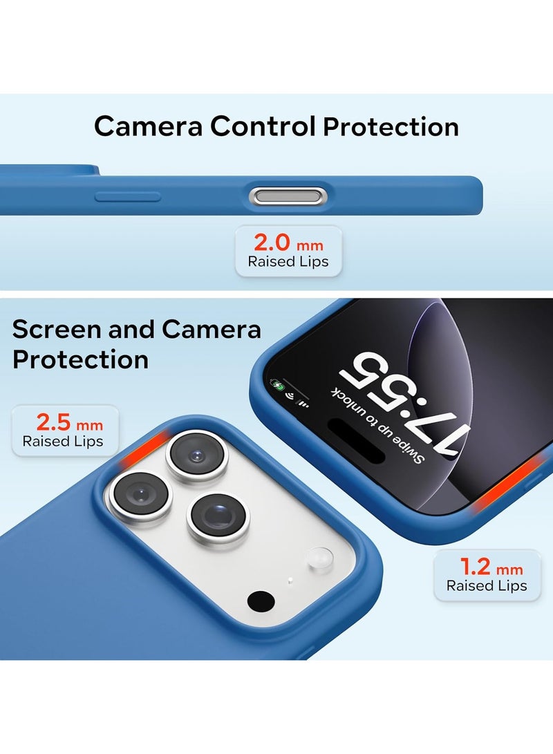 ACLIX Silicone Case Compatible with iPhone 17 Pro Max, Slim Liquid Silicone Phone Case with 3-Layer Soft Rubber Shockproof Bumper with TPU Lining (Blue) - Image 4