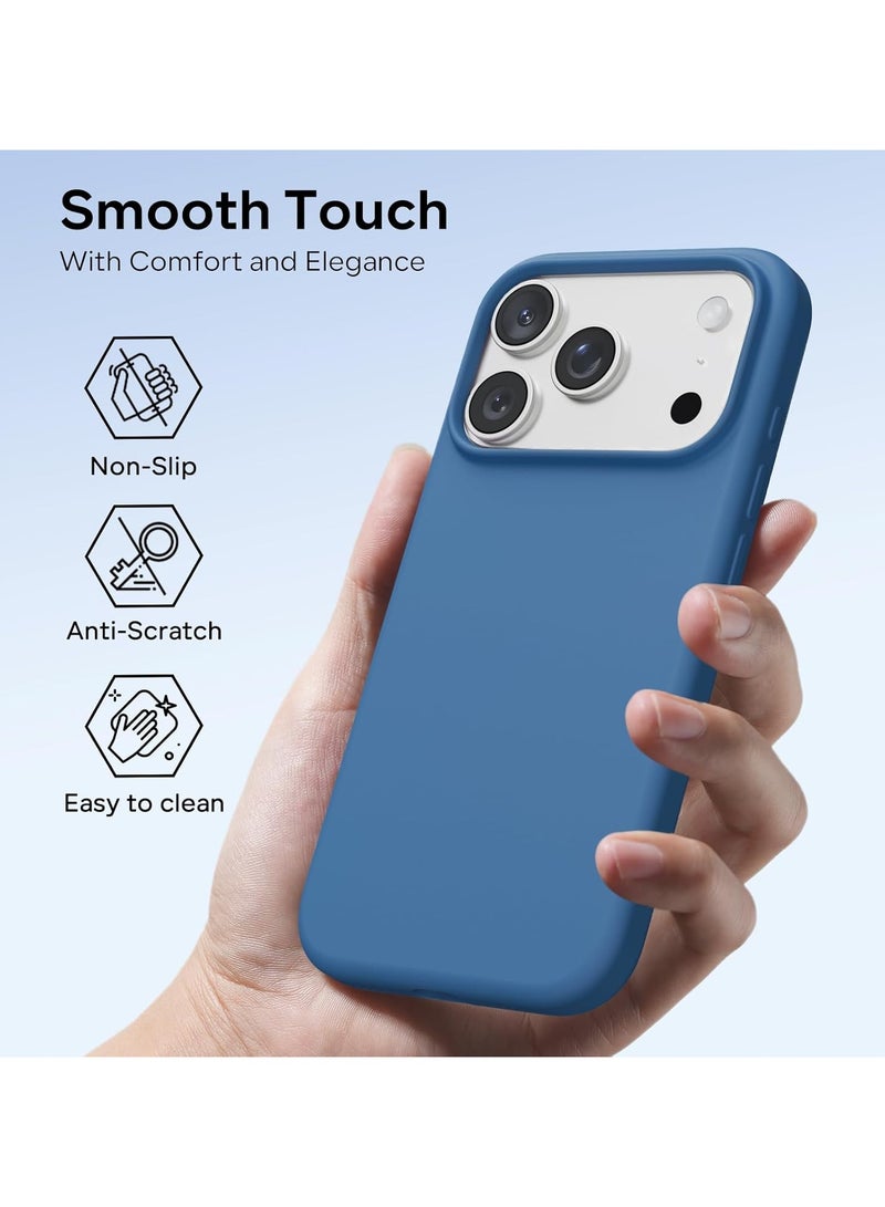 ACLIX Silicone Case Compatible with iPhone 17 Pro Max, Slim Liquid Silicone Phone Case with 3-Layer Soft Rubber Shockproof Bumper with TPU Lining (Blue) - Image 3