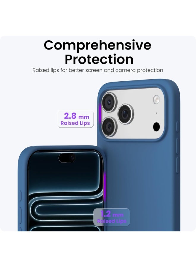 أكاليكس جراب سيليكون متوافق مع iPhone 17 Pro Max، جراب هاتف سيليكون سائل رفيع مع مصد مطاطي ناعم مقاوم للصدمات مكون من 3 طبقات مع بطانة من مادة TPU (أزرق) - Image 5
