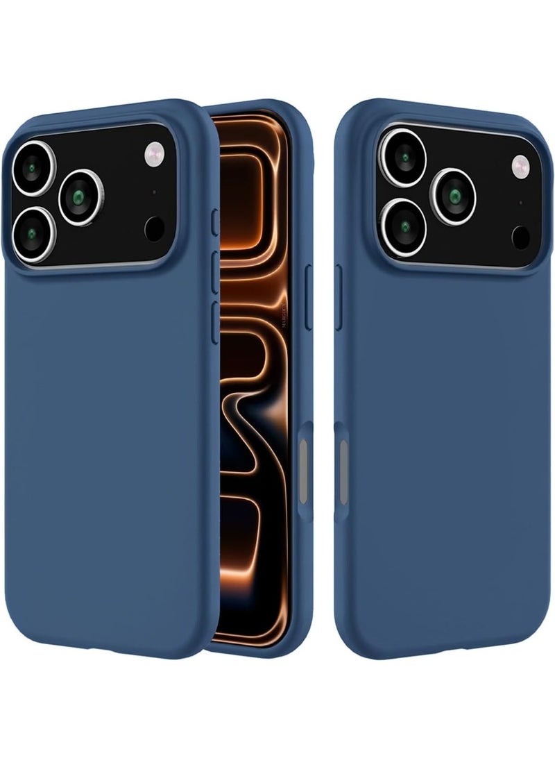 أكاليكس جراب سيليكون متوافق مع iPhone 17 Pro Max، جراب هاتف سيليكون سائل رفيع مع مصد مطاطي ناعم مقاوم للصدمات مكون من 3 طبقات مع بطانة من مادة TPU (أزرق) - Image 1