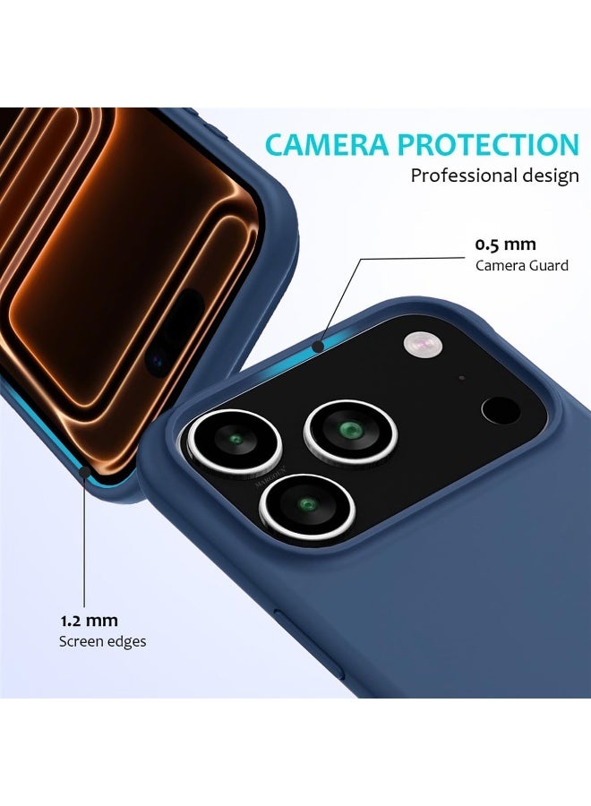 أكاليكس جراب سيليكون متوافق مع iPhone 17 Pro Max، جراب هاتف سيليكون سائل رفيع مع مصد مطاطي ناعم مقاوم للصدمات مكون من 3 طبقات مع بطانة من مادة TPU (أزرق) - Image 3