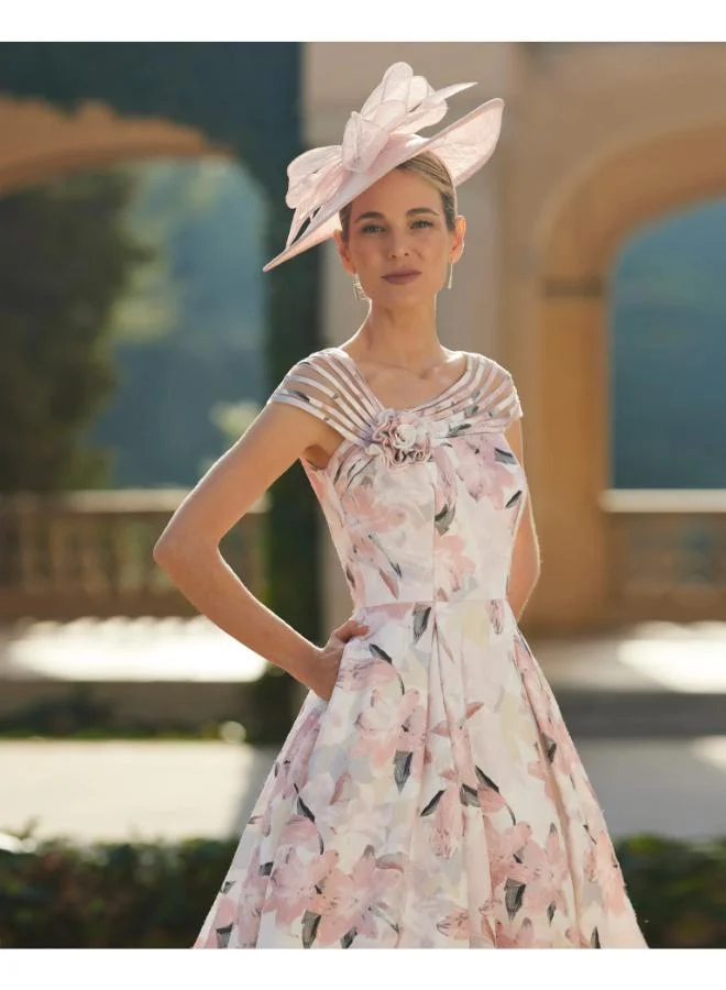 روسا كلارا Couture Club Printed Brocade Cocktail Dress