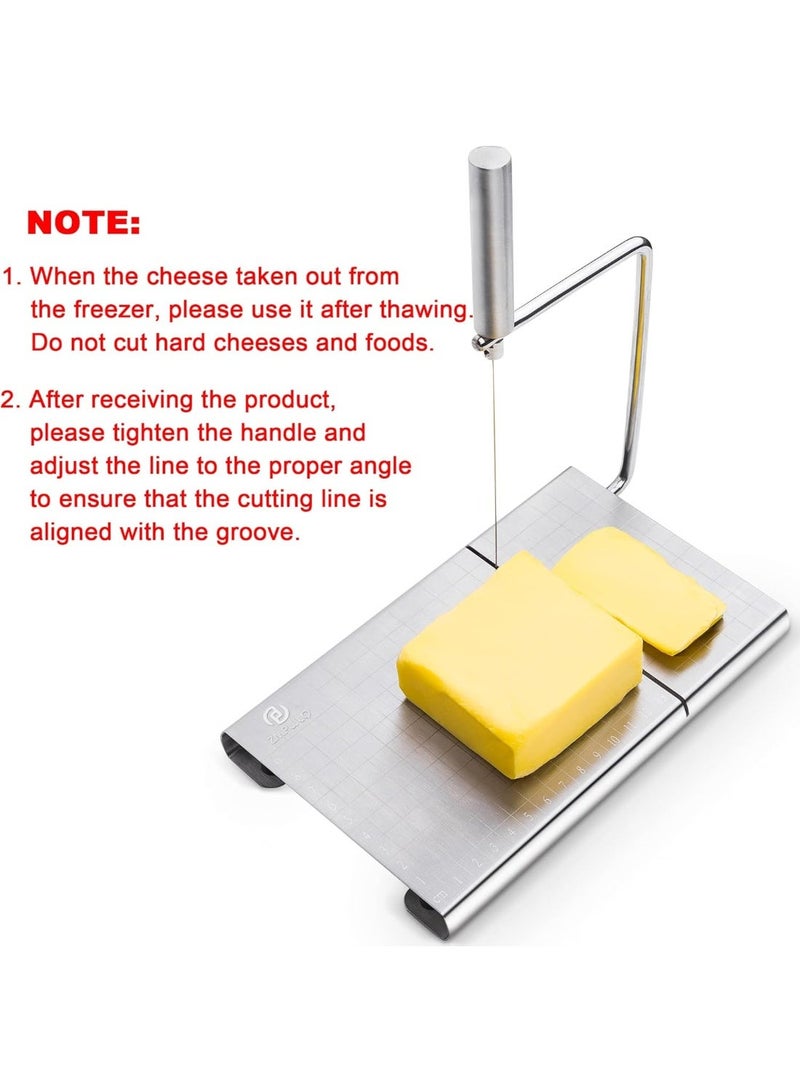 PL ZMPWLQ Cheese-Slicers with Wire, Cheese Slicer Stainless Steel with 4 Replacement Wires Cheese Cutters Accurate Size Scale,Wire Cheese Slicer for Soft Cheese, Cheese Cutter Wire Cheese Slicer - Image 2
