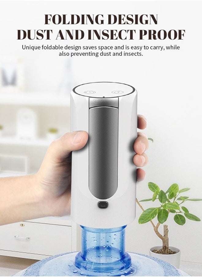 Water Bottle Pump, Water Dispenser Pump with 1200mAh Large Capacity Battery, Foldable Nozzle, Silent Operation