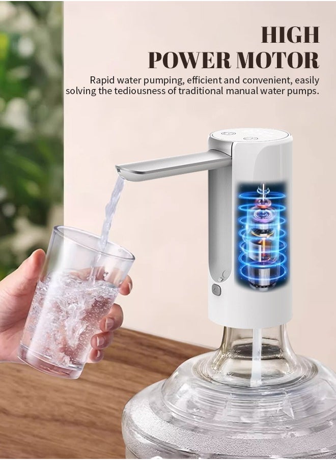 Water Bottle Pump, Water Dispenser Pump with 1200mAh Large Capacity Battery, Foldable Nozzle, Silent Operation