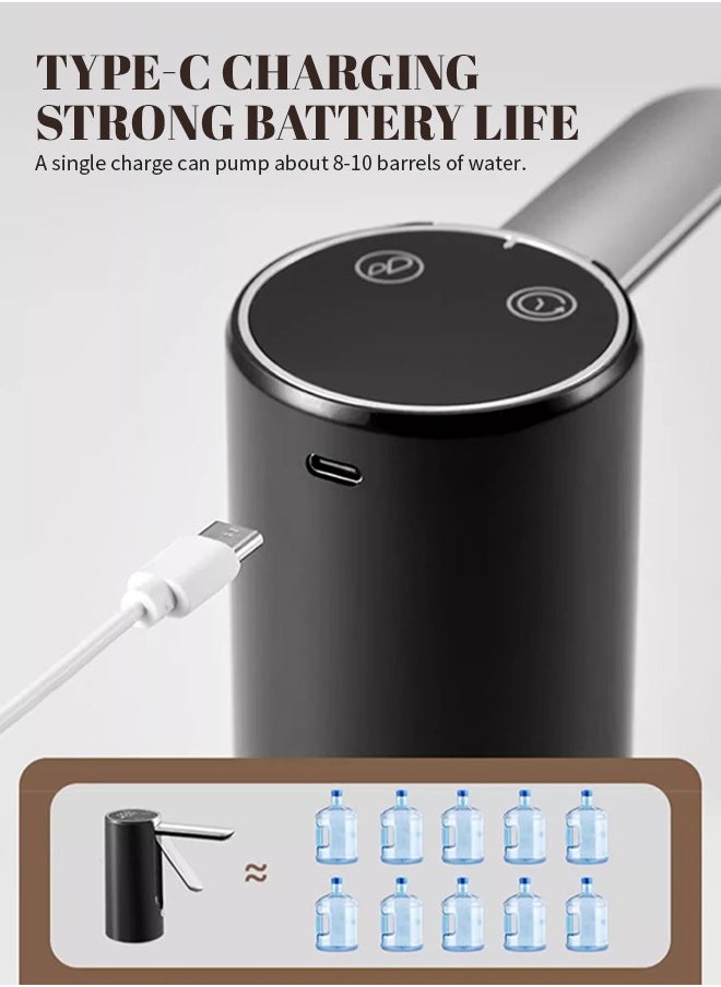 Water Bottle Pump, Water Dispenser Pump with 1200mAh Large Capacity Battery, Foldable Nozzle, Silent Operation