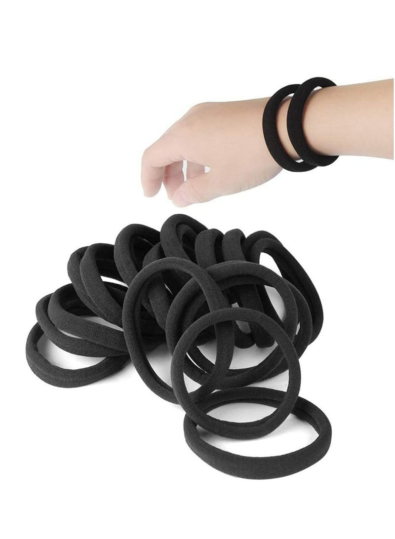 أوزيغالور ربطات شعر سوداء كبيرة غير ملحومة للفتيات: للفتيات والنساء والشعر الكثيف والمجعد، أربطة مطاطية متينة - Image 1