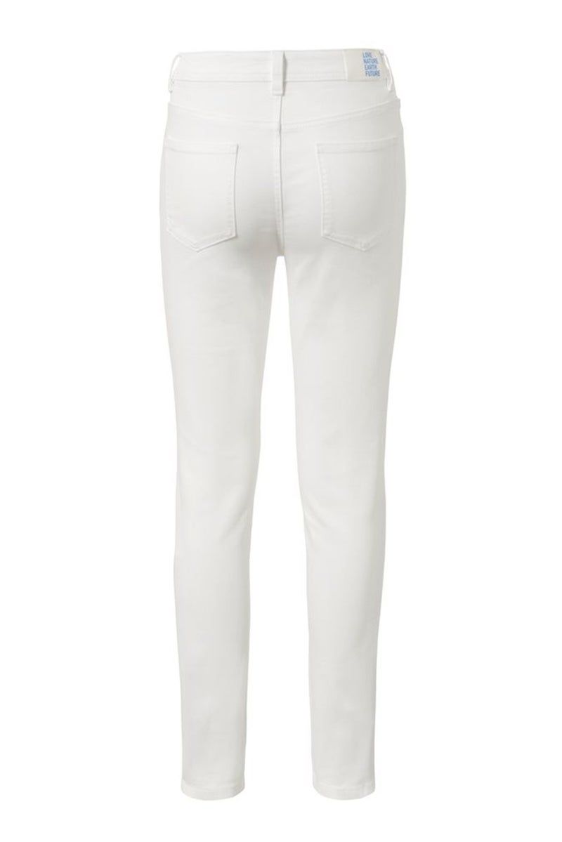 Tchibo Women Slim Fit Plain Stretchable Jeans, White  - Image 3