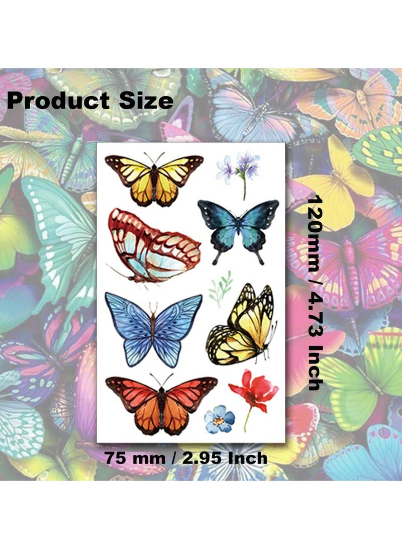 ORAINBOW 10 Sheets Butterfly Temporary Tattoos for Girls 90 Styles Butterfly Party Favors Decorations for Girls Women - Image 5