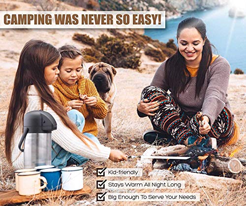 Vondior Coffee Carafe for Keeping Hot - 102oz/3L Airpot Coffee Dispenser with Pump - Insulated Stainless Steel Hot Beverage Dispenser for Parties - Thermal Carafe for Hot Drinks Water Tea Chocolate - Image 5