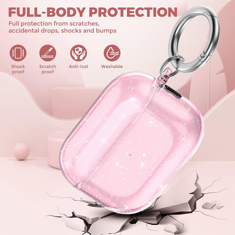 OTOPO for Airpods Pro 3 Case Clear with Cleaning Kit 2025, Soft TPU Transparent Apple AirPods Pro 3rd Generation Protective Cover Skin Women Men for iPod Pro3 Case -Glitter Pink - Image 3