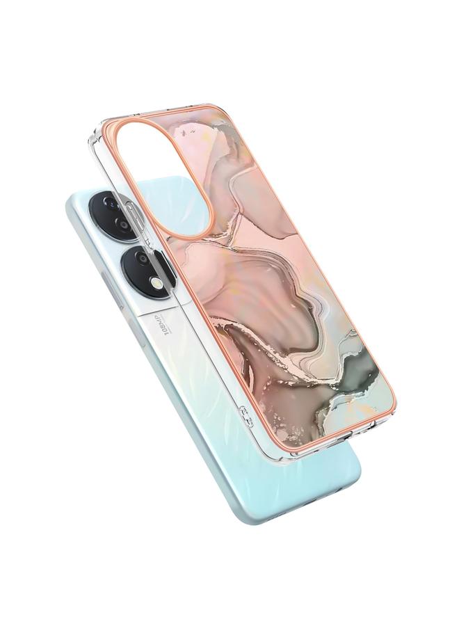 زبون جراب لهاتف Honor X7b 4G / 5G، جراب هاتف IMD مزدوج الجوانب مطلي بالرخام الكهربائي - Image 4