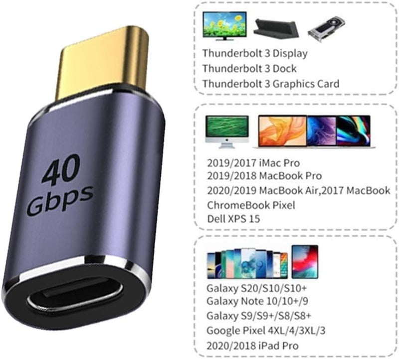 Microware موصل USB4 Type C ذكر إلى أنثى مستقيم 40Gbps 100W طاقة بيانات محول فيديو 8K للكمبيوتر المحمول والهاتف (MMPL-108) - Image 1