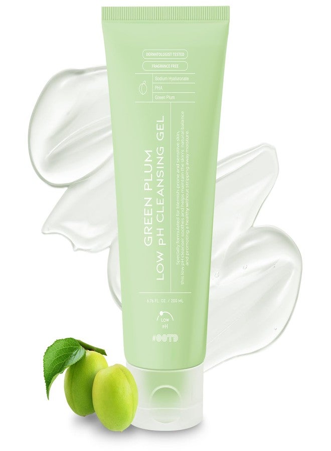 #OOTD Hydrating Facial Cleanser, Gentle Soothing Korean Cleanser Face Wash for Acne-prone Sensitive Skin. Green Plum Low pH Cleansing Gel 200ml 6.76 Fl. Oz. - Image 1