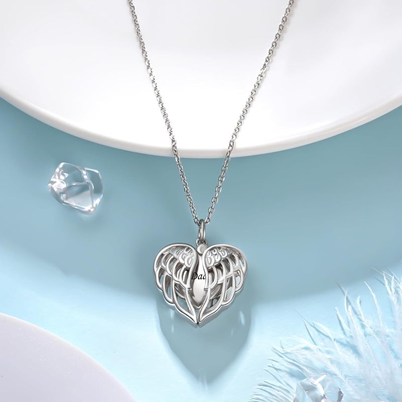 ACJNA 925 Sterling Silver Angel Wings Memorial Urn Locket Necklace for Ashes Jewelry Cremation Necklaces - Image 3