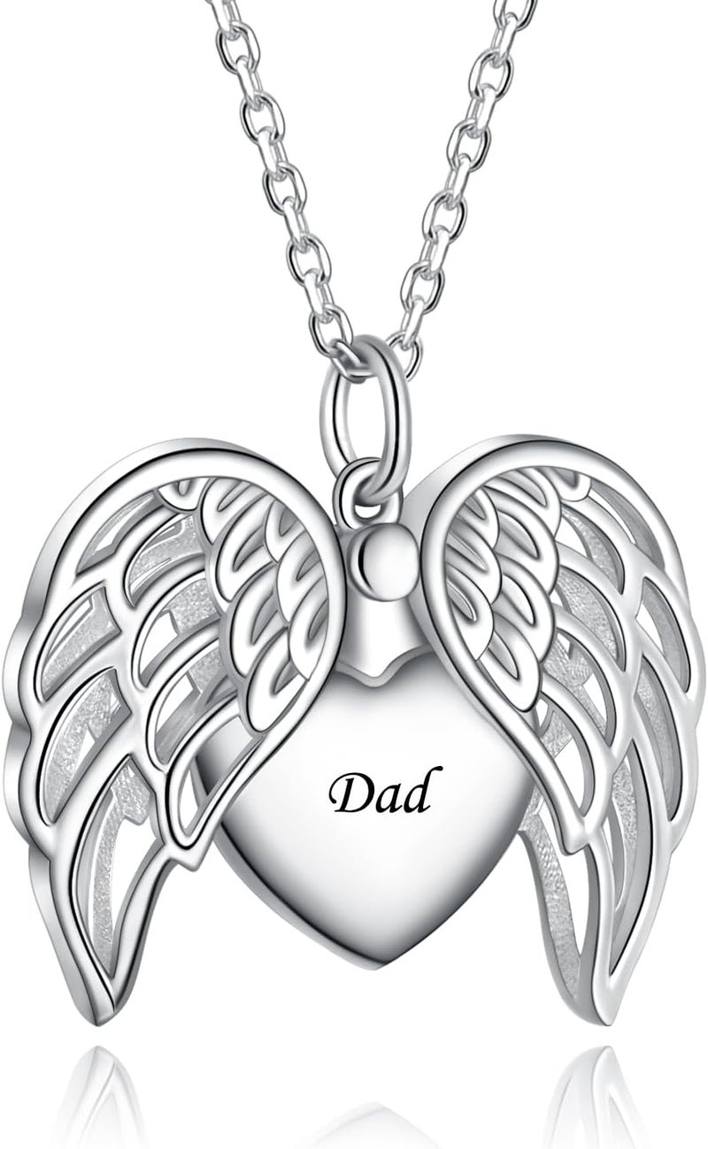 ACJNA 925 Sterling Silver Angel Wings Memorial Urn Locket Necklace for Ashes Jewelry Cremation Necklaces - Image 1