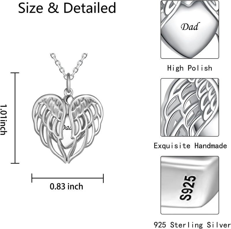 ACJNA 925 Sterling Silver Angel Wings Memorial Urn Locket Necklace for Ashes Jewelry Cremation Necklaces - Image 4